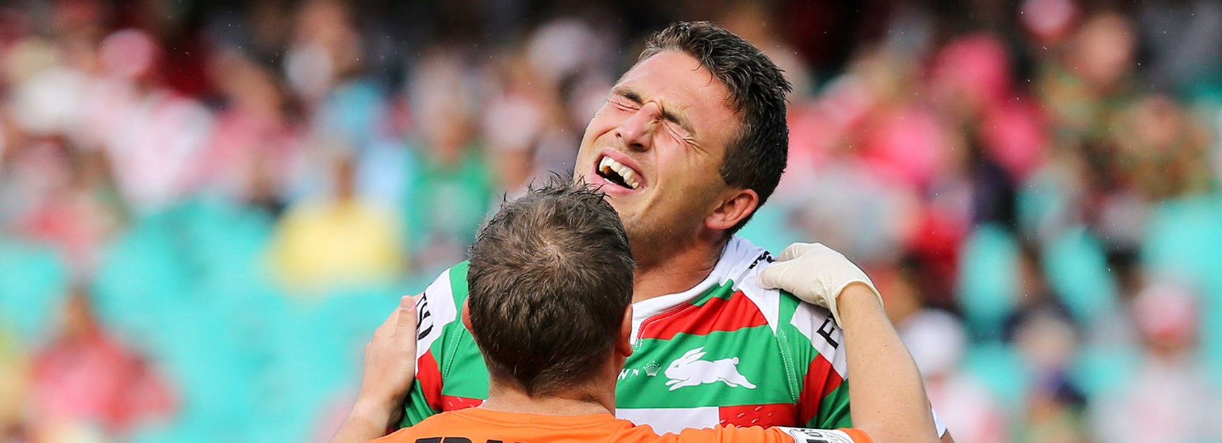South Sydney forward Sam Burgess suffered an injury scare in the Round 3 clash with the Dragons.
