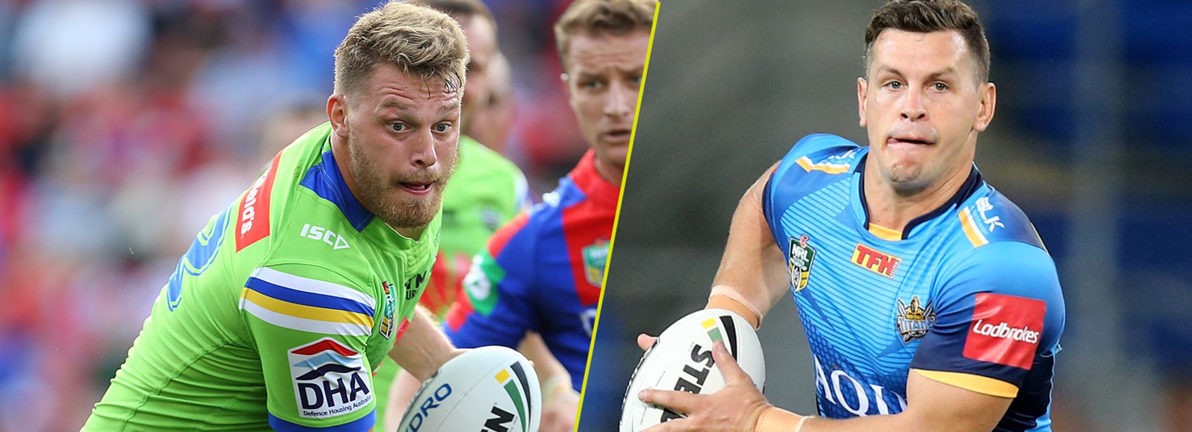 Raiders stand-in five-eighth and Titans lock Greg Bird will clash in Round 4.