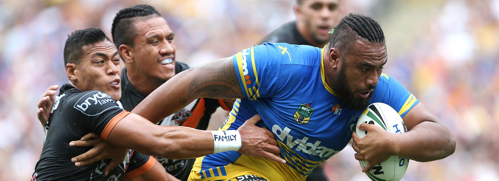 Eels prop Junior Paulo in action against Wests Tigers in Round 4 of the NRL Telstra Premiership.