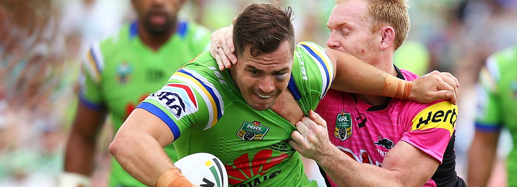 Aidan Sezer scored twice in his Raiders debut against the Panthers.