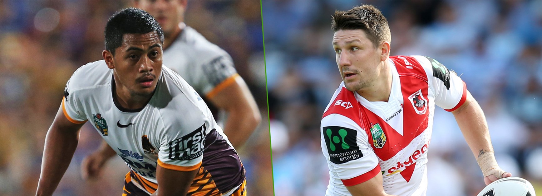 Rival five-eighths Anthony Milford and Gareth Widdop.