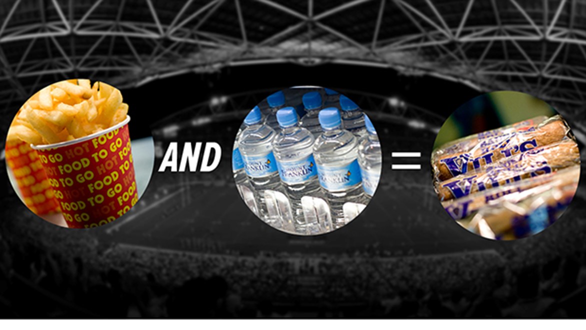 Fans can get a great chips, drink and sausage roll deal at ANZ Stadium during Rabbitohs v Roosters on Friday night.