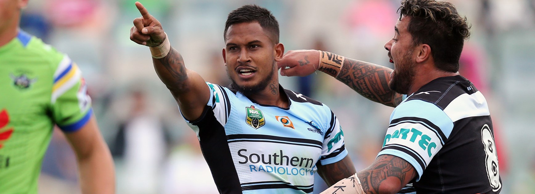 Sharks fullback Ben Barba scored two tries against the Raiders in Round 7.