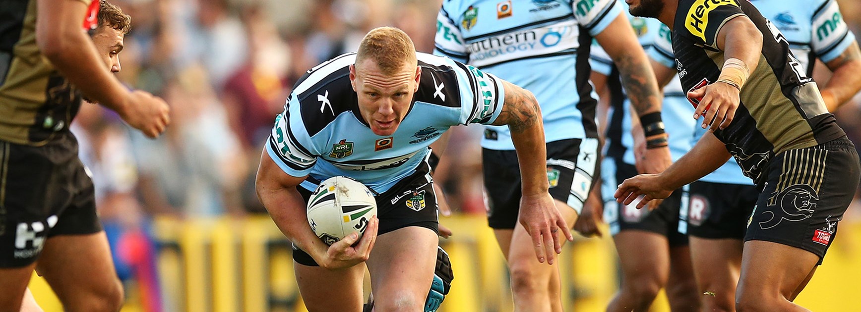 Luke Lewis was a one man wrecking crew for Cronulla against his former club.