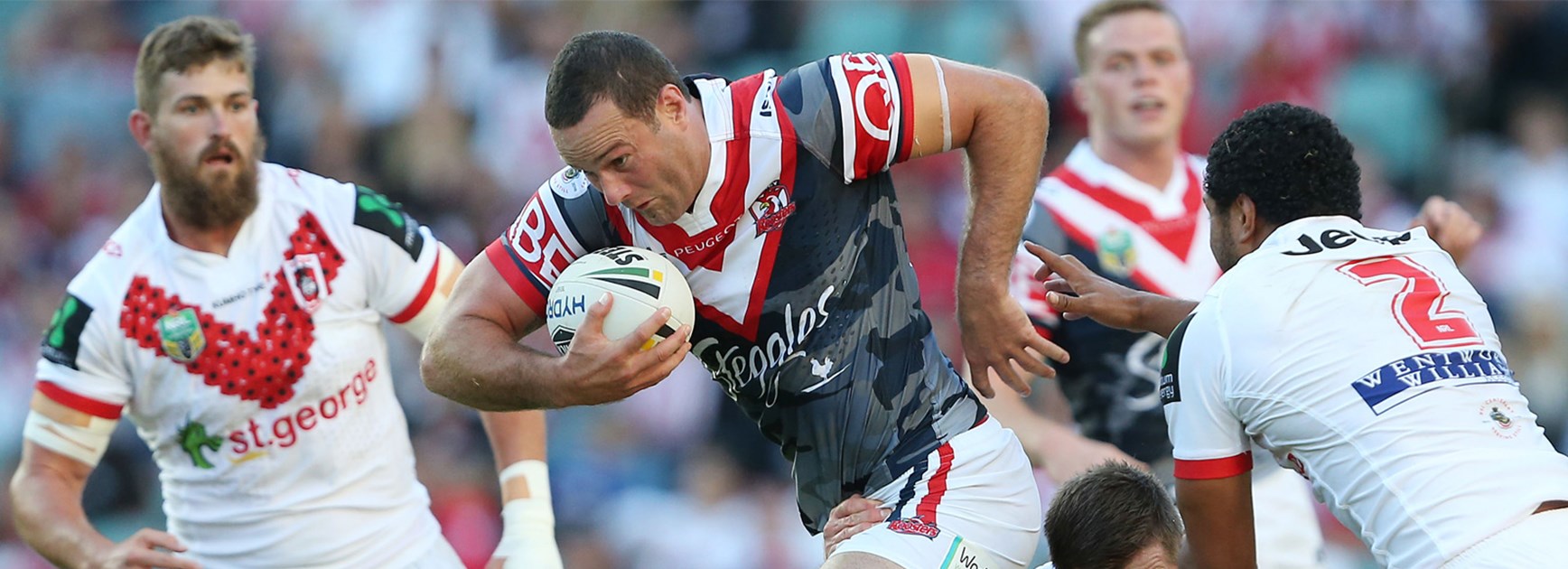 Roosters second-rower Boyd Cordner made his return from injury against the Dragons on Anzac Day.