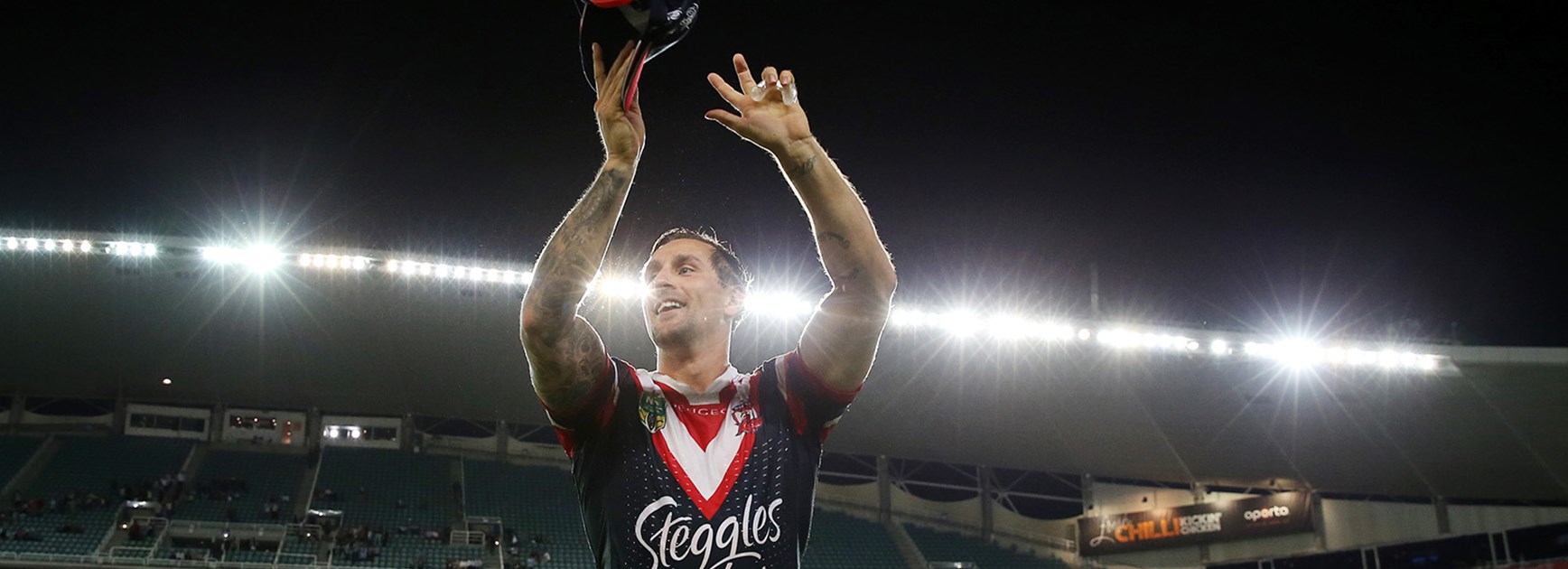 Mitchell Pearce is given a standing ovation as he leaves the field from his first game back in the NRL.
