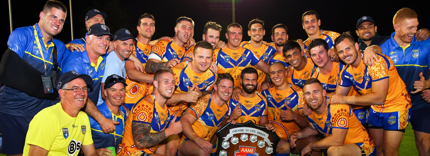 The victorious 2016 City Origin team following their win over Country.