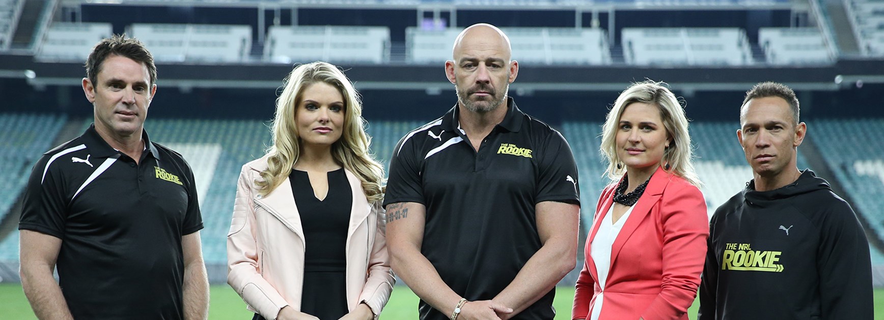 Brad Fittler, Erin Molan, Mark Geyer, Kate Baecher and Adrian Lam from The NRL Rookie.