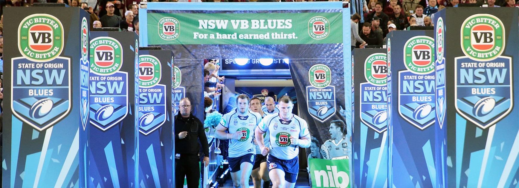 Paul Gallen leads the NSW Blues onto the field during the 2015 State of Origin series.