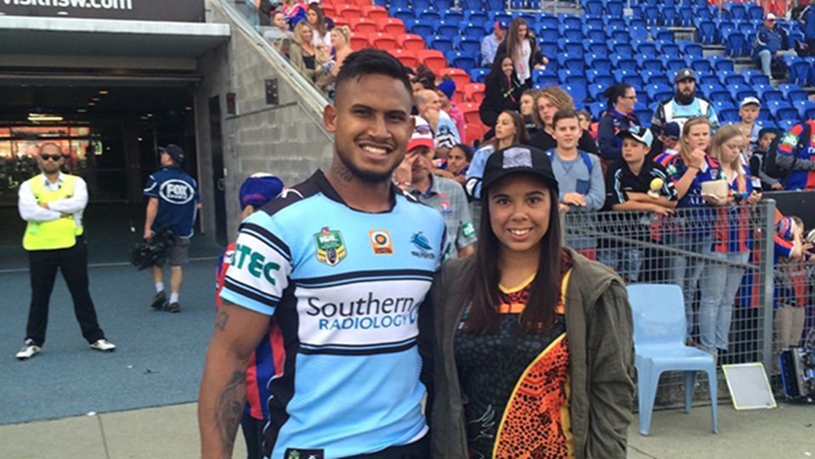 Sharks fullback Ben Barba met with young Indigenous fans as part of the NRL's School 2 Work program.