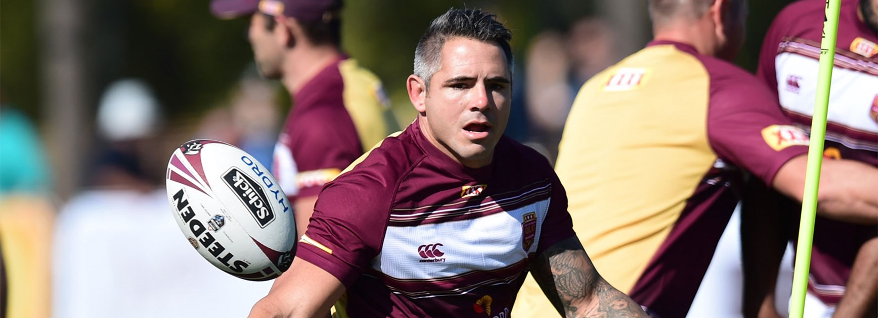 Corey Parker in training for Queensland ahead of State of Origin I.