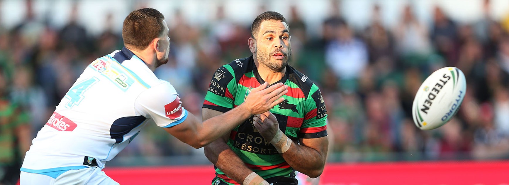 Greg Inglis takes on the Titans line in Perth.