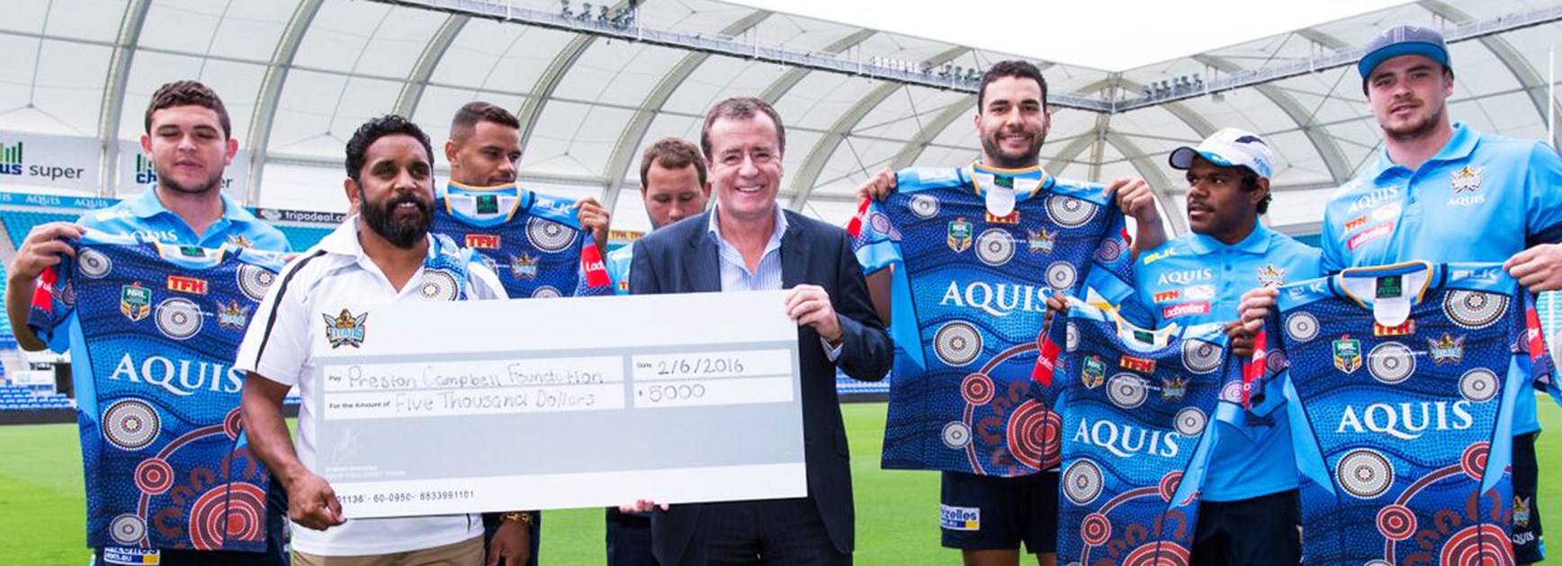 The Gold Coast Titans' Indigenous Round jerseys were auctioned off this year with $5000 going to the Preston Campbell Foundation and another $5,000 going to the Deadly Choices program.