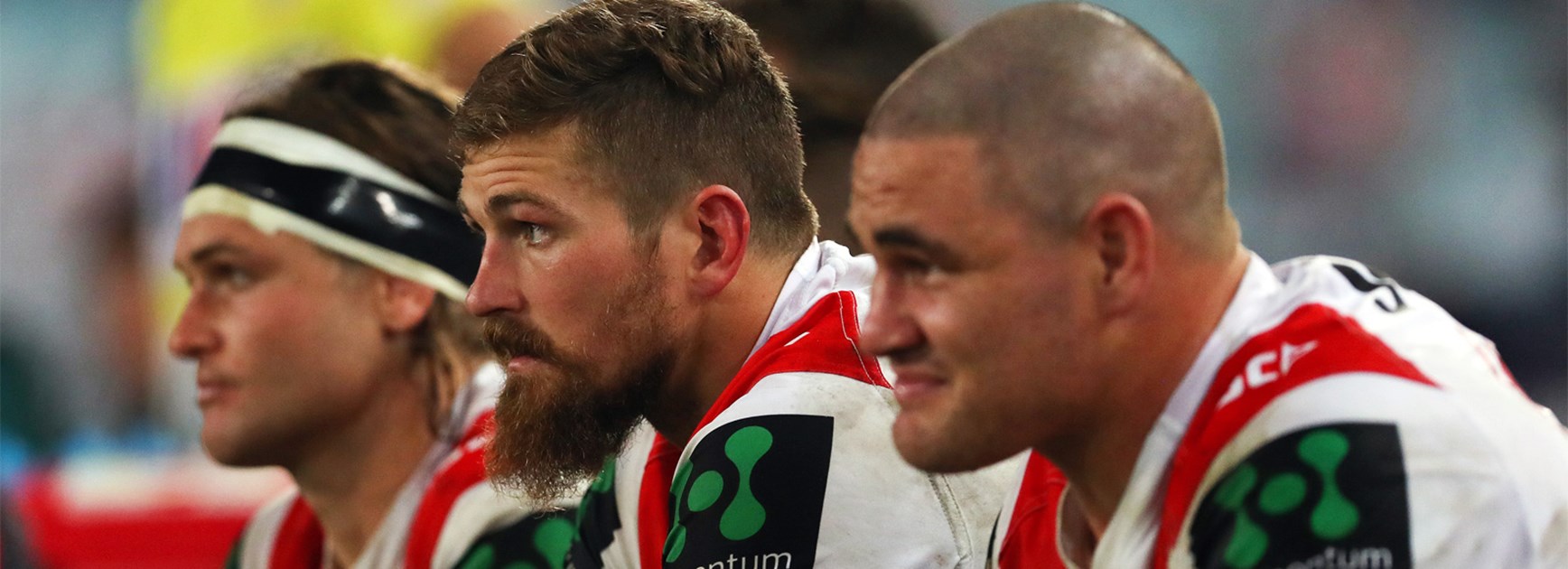 The Dragons bench looks on during their Round 14 loss to the Bulldogs.