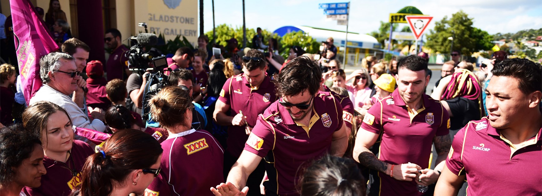 The Maroons meet with fans in Gladstone, Queensland.