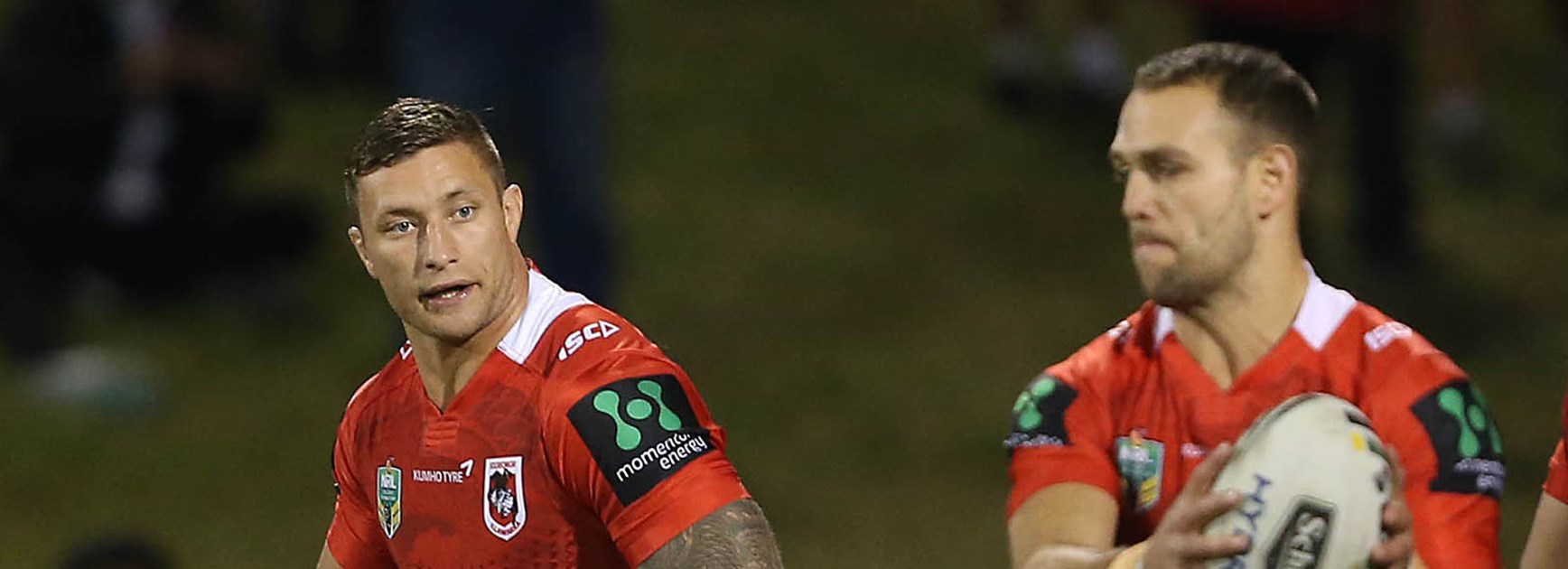 Tariq Sims made his Dragons debut against the Storm at WIN Stadium.