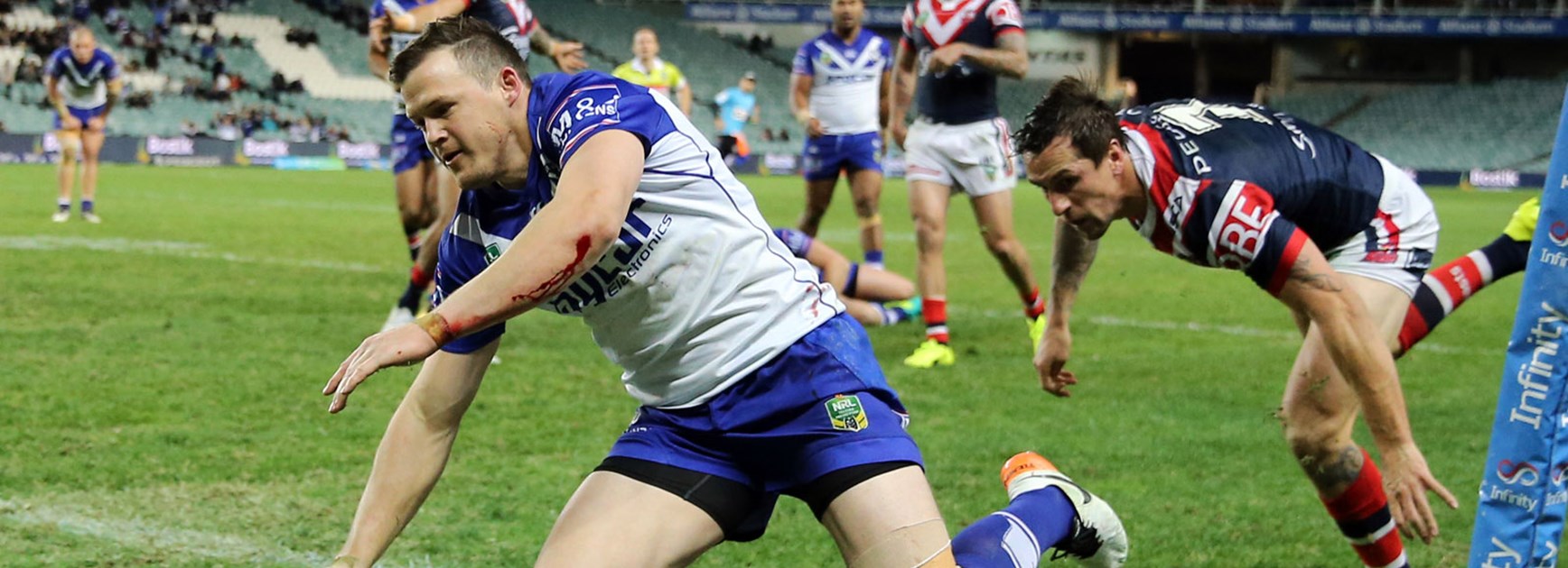 Bulldogs winger Brett Morris scored two tries against the Roosters in Round 17.