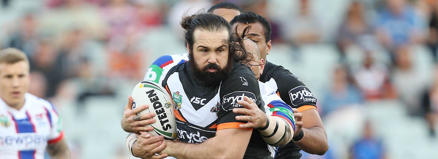 Aaron Woods had a massive game for the Wests Tigers against the Knights.