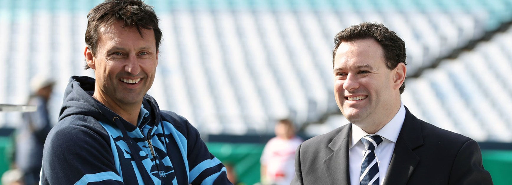 NSW coach Laurie Daley and NSW Minister for Sport Stuart Ayres.