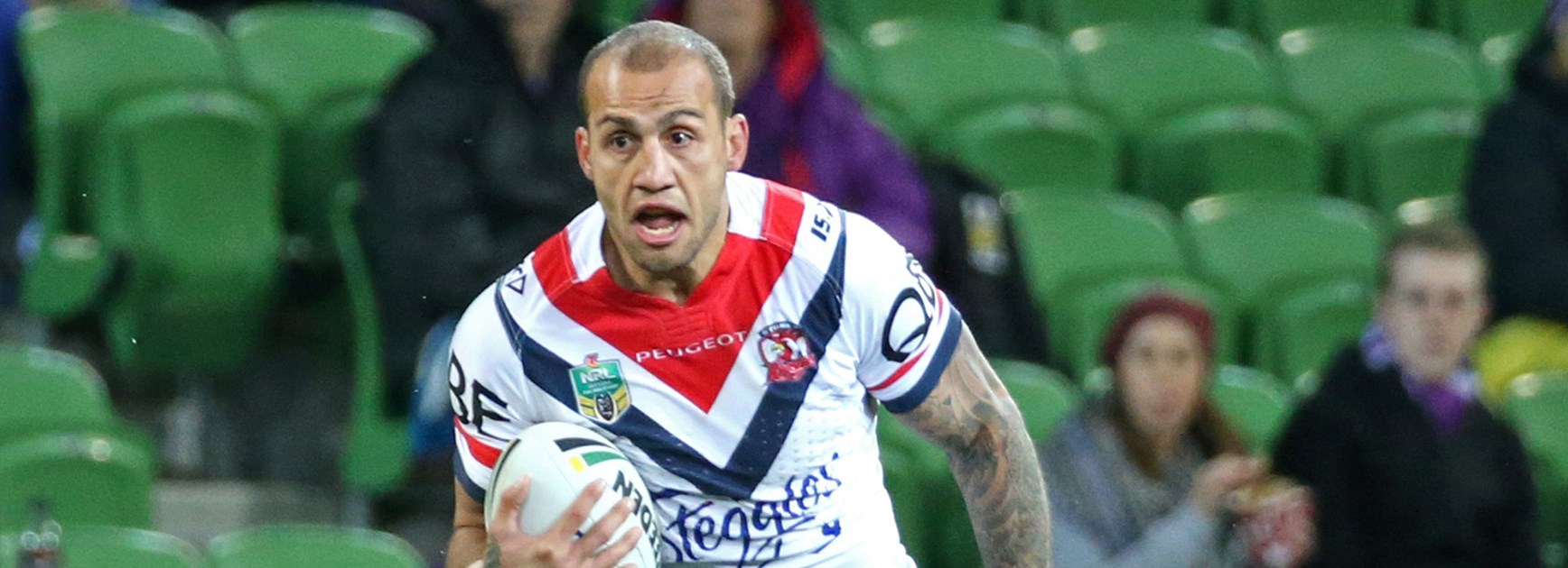 Roosters fullback Blake Ferguson in action against the Storm in Round 20.