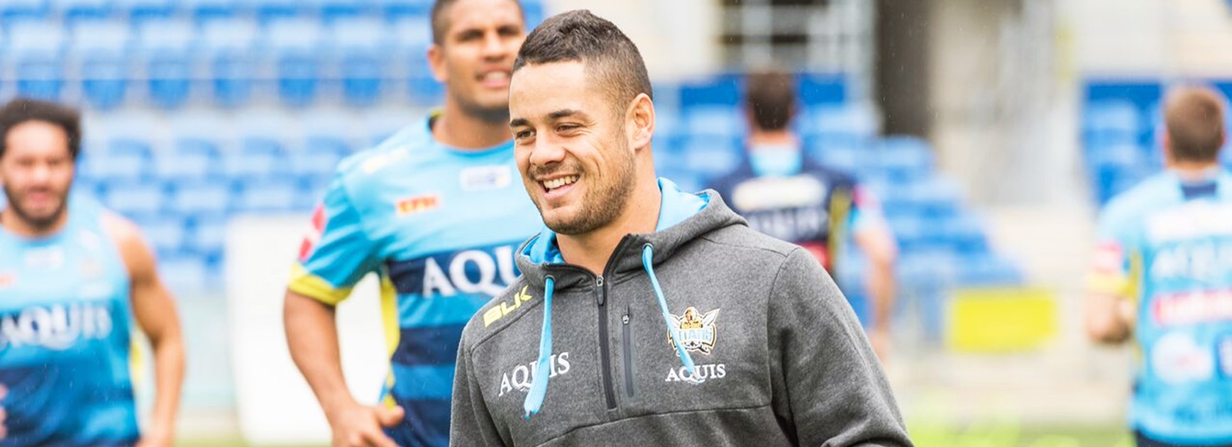 Jarryd Hayne at his first day of training with the Gold Coast Titans.