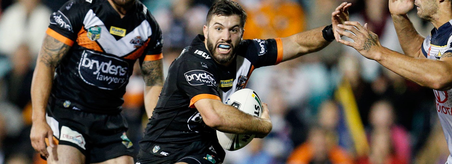 Wests Tigers fullback James Tedesco scored a great solo try against the Cowboys.