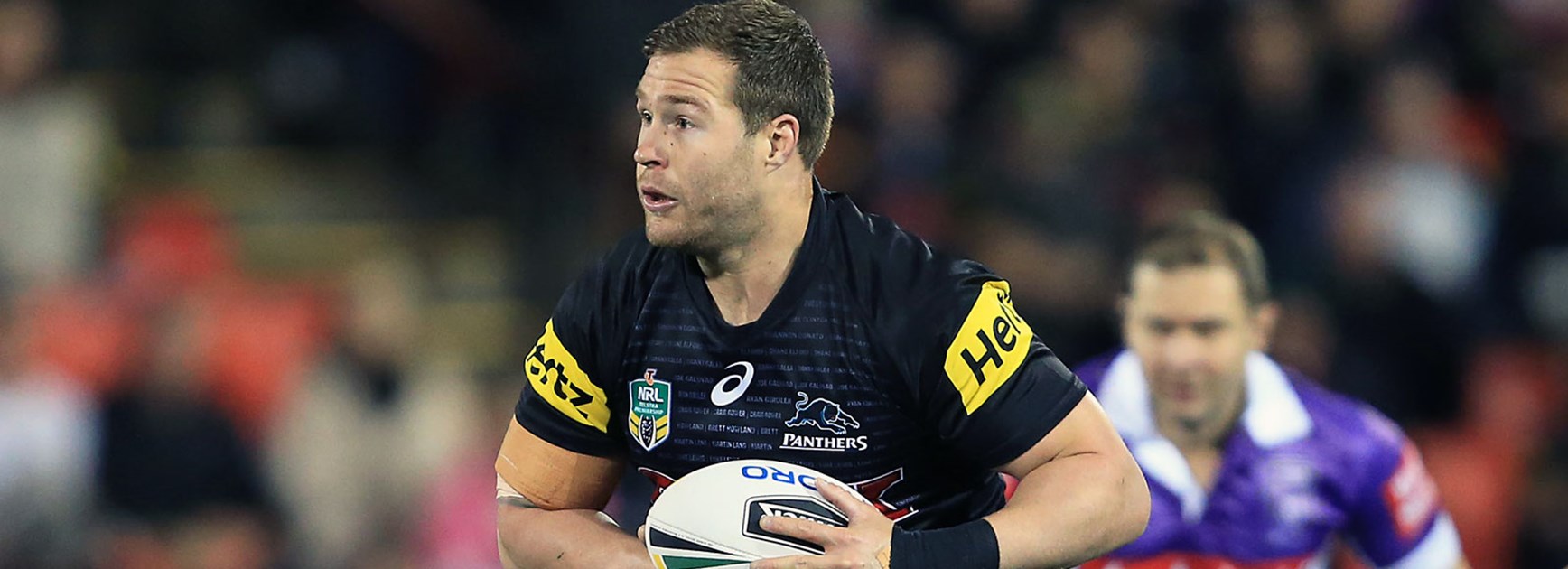 Panthers lock Trent Merrin against the Roosters in Round 22.