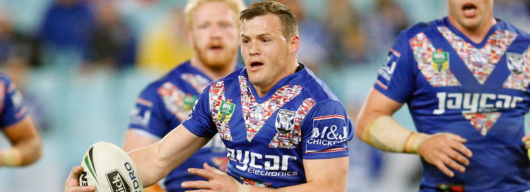 Bulldogs winger Brett Morris against Manly.