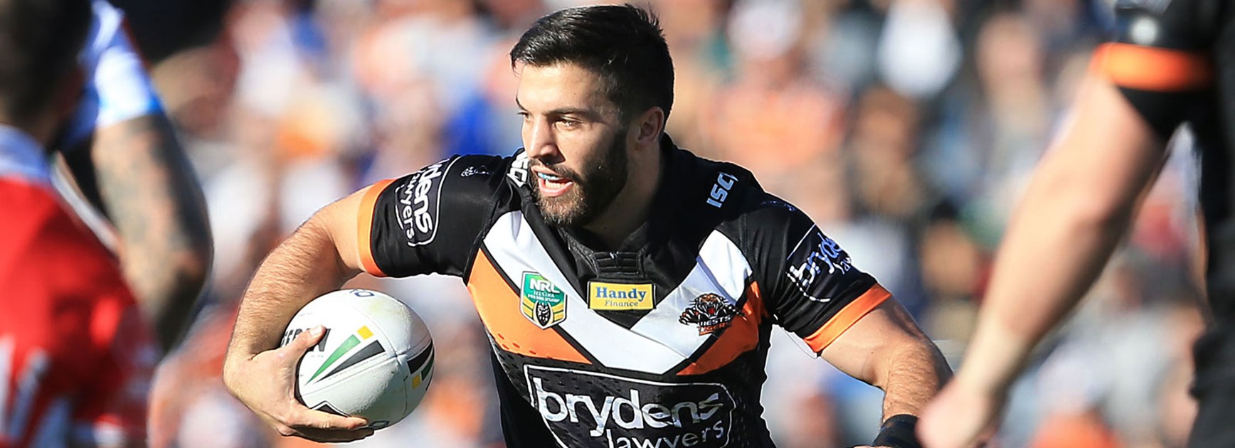 Tigers fullback James Tedesco against the Titans in Round 23.