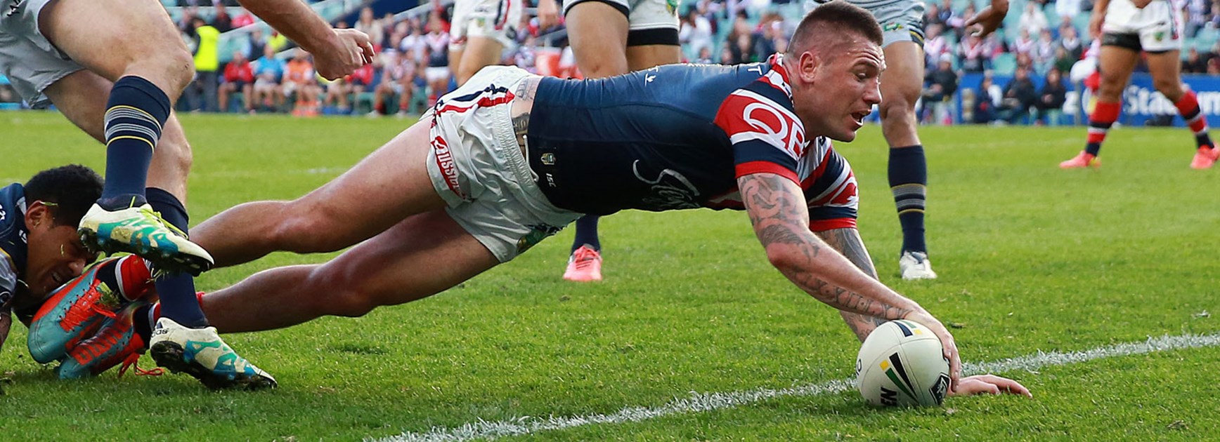 Roosters centre Shaun Kenny-Dowall scored a try against the Cowboys in Round 23.
