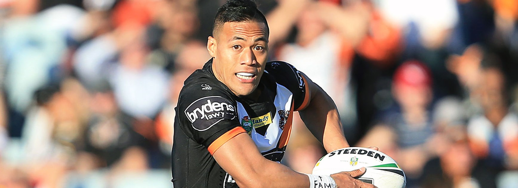 Wests Tigers centre Tim Simona against the Titans in Round 23.