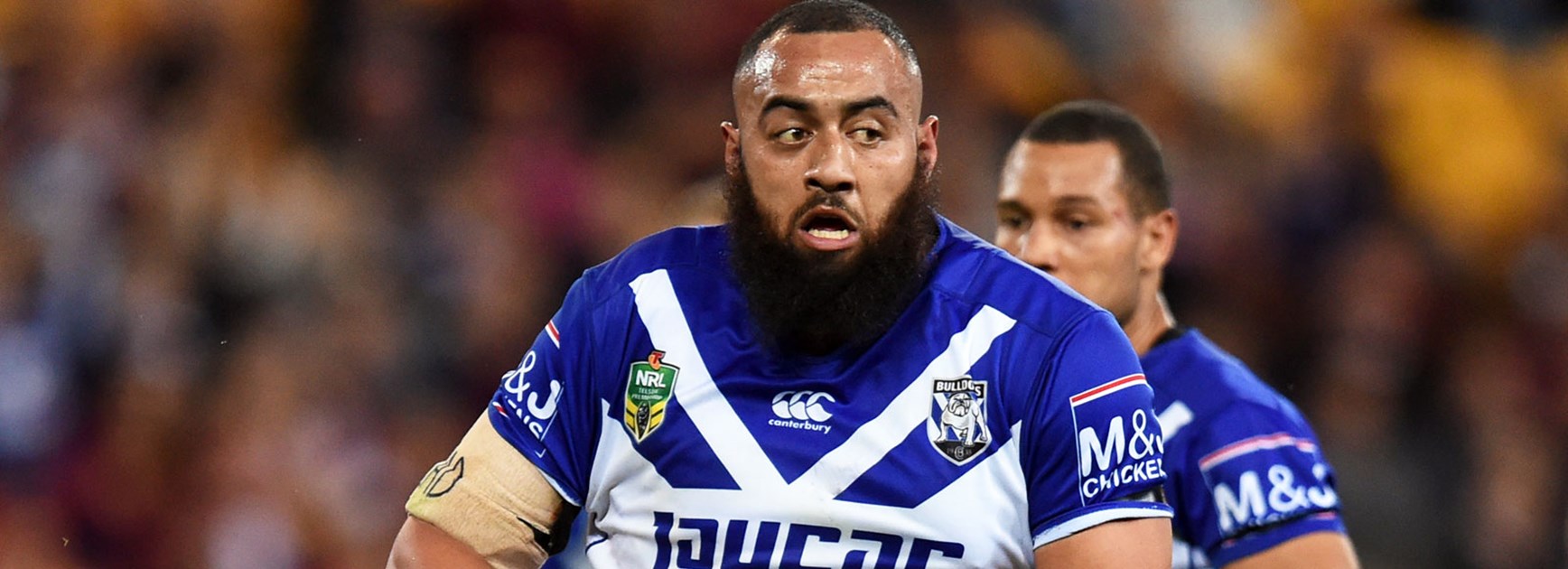 Bulldogs prop Sam Kasiano against the Broncos in Round 24.