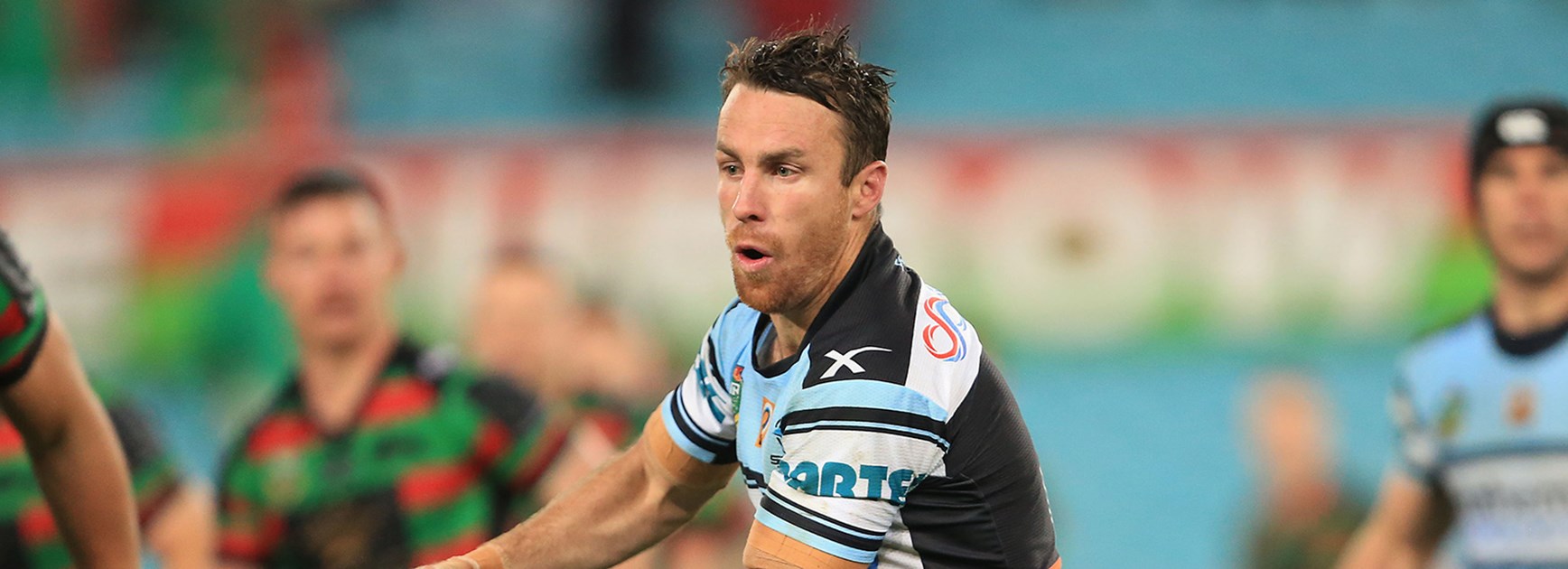 Sharks five-eighth James Maloney in action against the Rabbitohs in Round 24.
