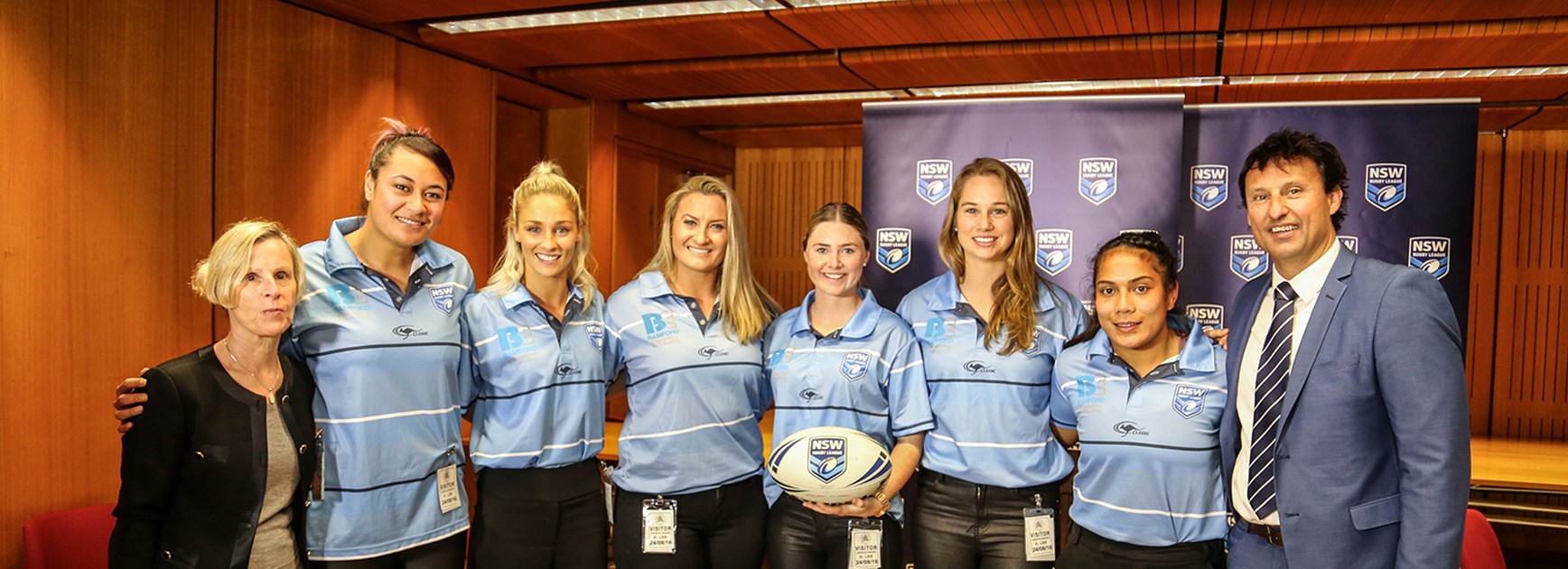 Members of the NSW women's rugby league team at a NSW Parliamentary Reception celebrating Women in League.