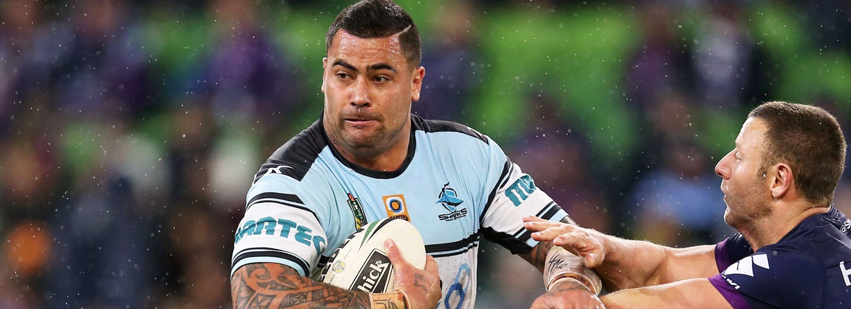 Sharks prop Andrew Fifita against the Storm in Round 26.
