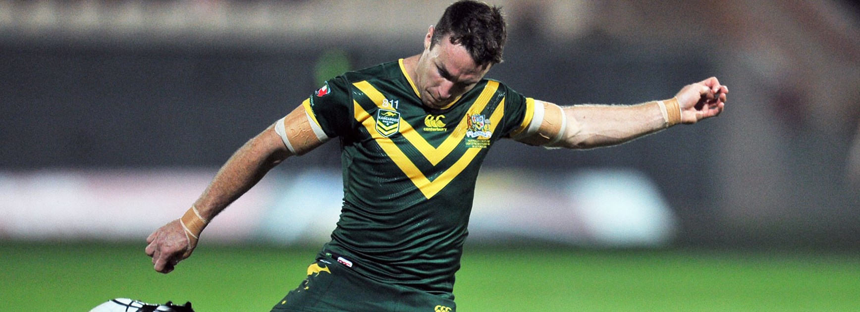 Five-eighth James Maloney booted seven goals in his Kangaroos debut.