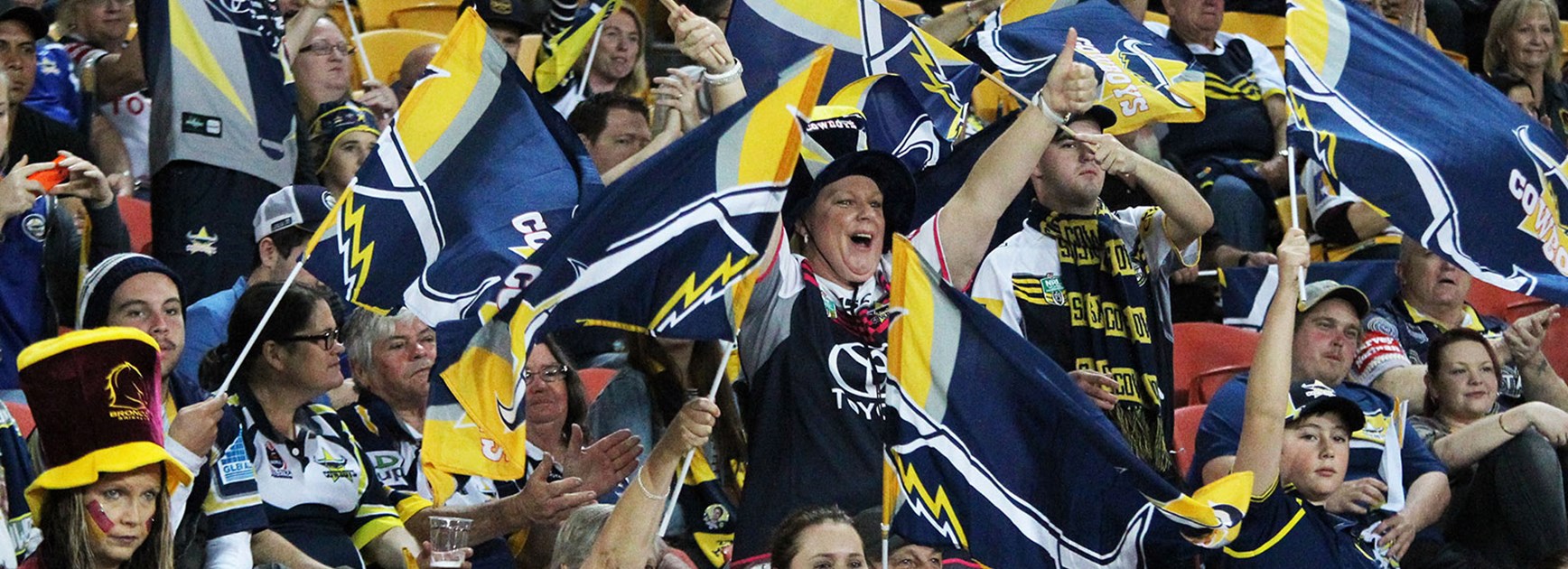 Cowboys fans in full voice during the qualifying final against the Broncos at Suncorp Stadium.
