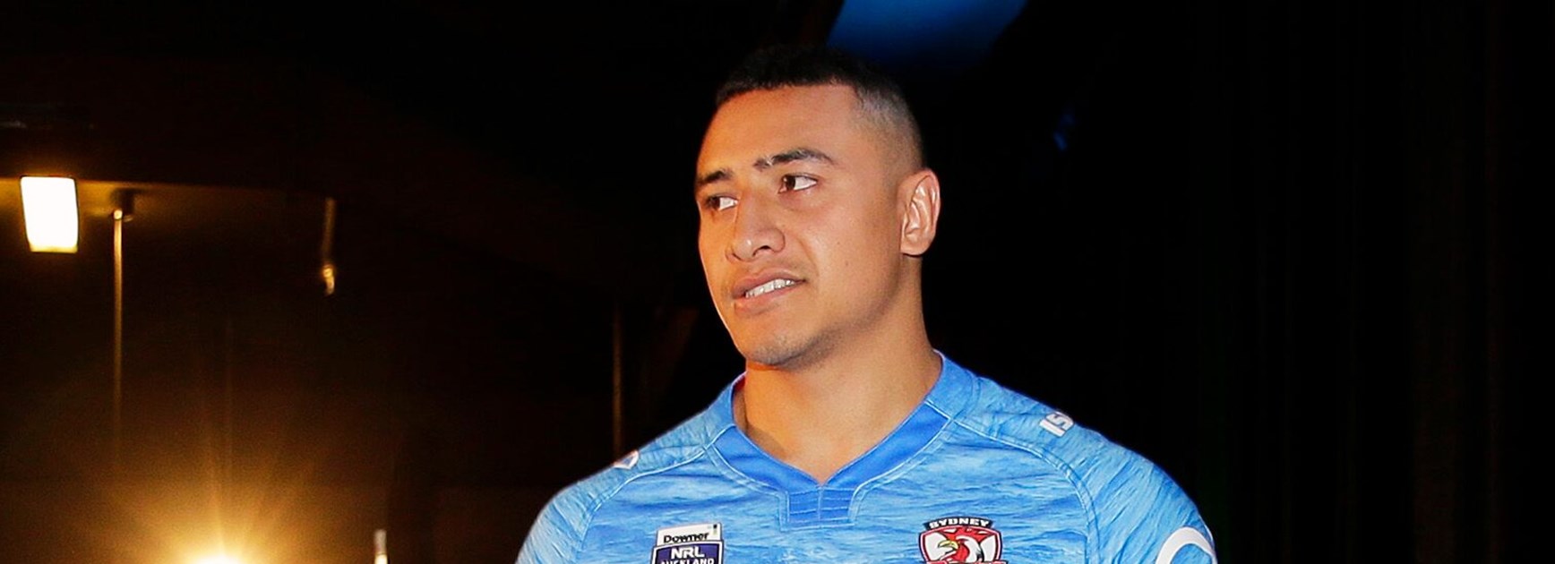 Sio Siua Taukeiaho at the 2017 Downer NRL Auckland Nines jersey launch.