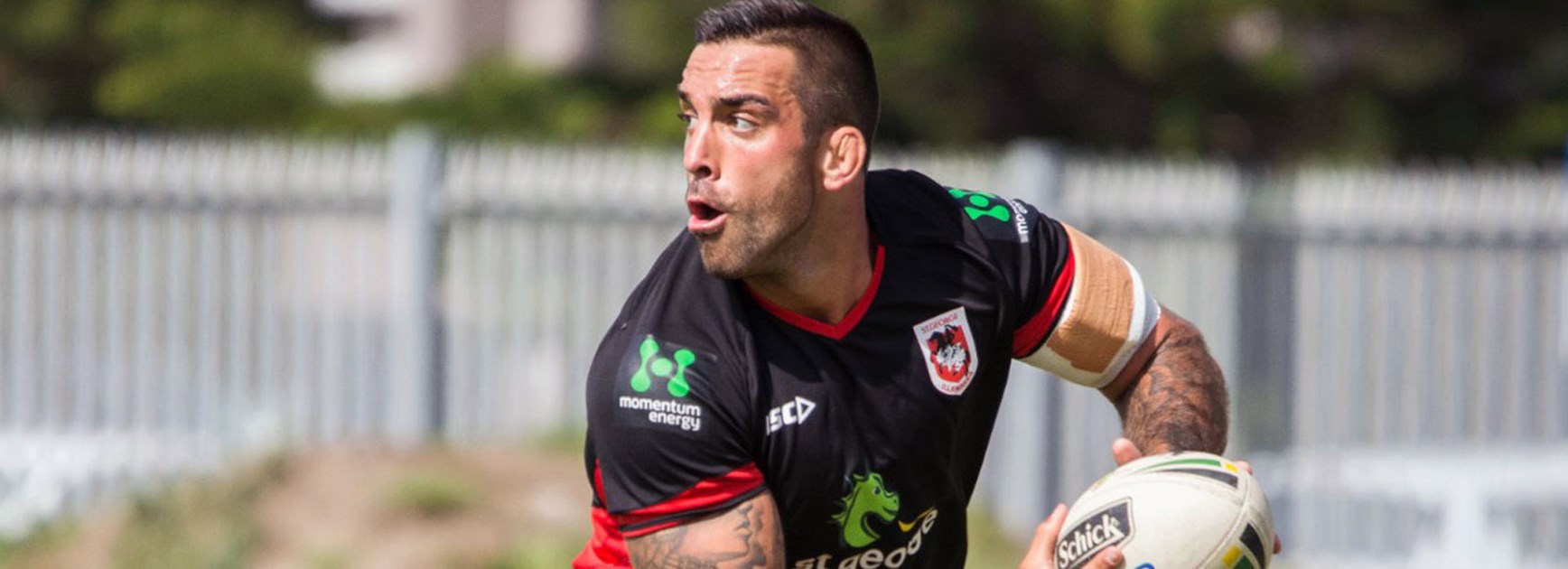 Dragons recruit Paul Vaughan in action during pre-season training.