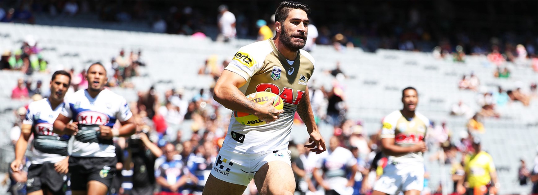 James Tamou scored two solo tries in his first game in Panthers colours at the Auckland Nines.