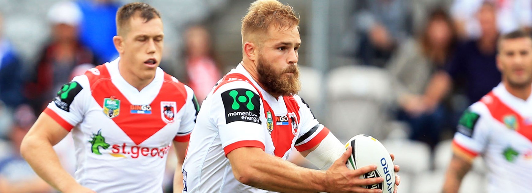 Dragons lock Jack de Belin scored a try against the Panthers in Round 1.