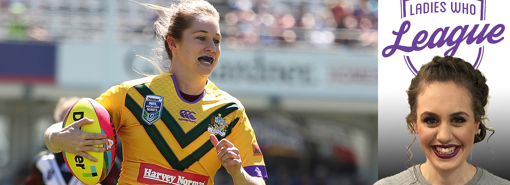 Jillaroos star Kezie Apps scored a memorable try in Game 1 against the Kiwi Ferns at the 2017 Auckland Nines.