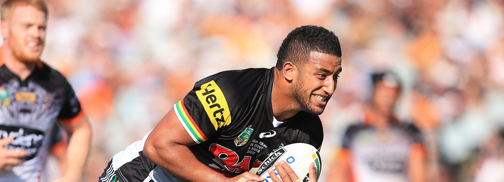 Panthers forward Viliame Kikau scored a try on his NRL debut against Wests Tigers in Round 2.