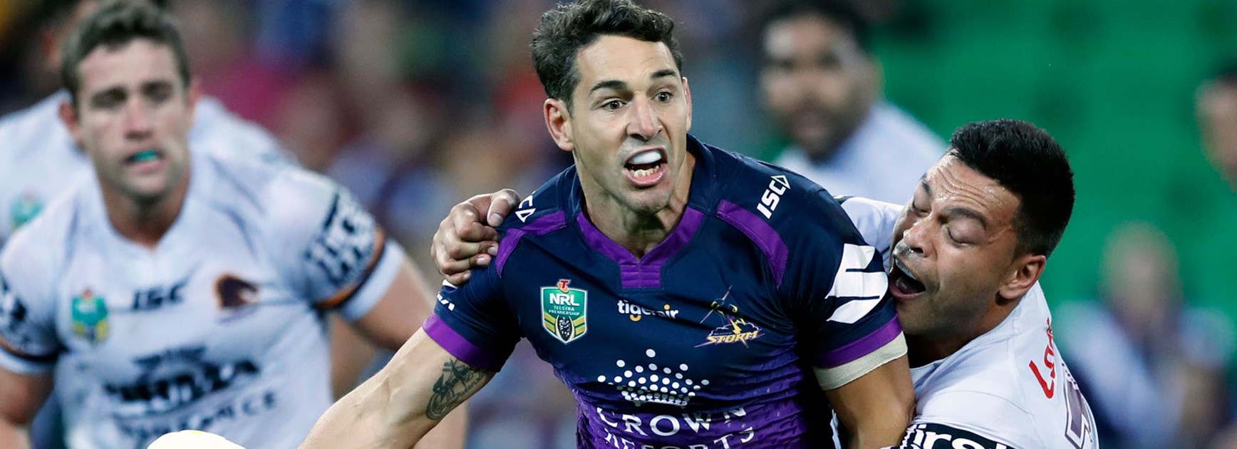 Storm fullback Billy Slater in his return against the Broncos in Round 3.