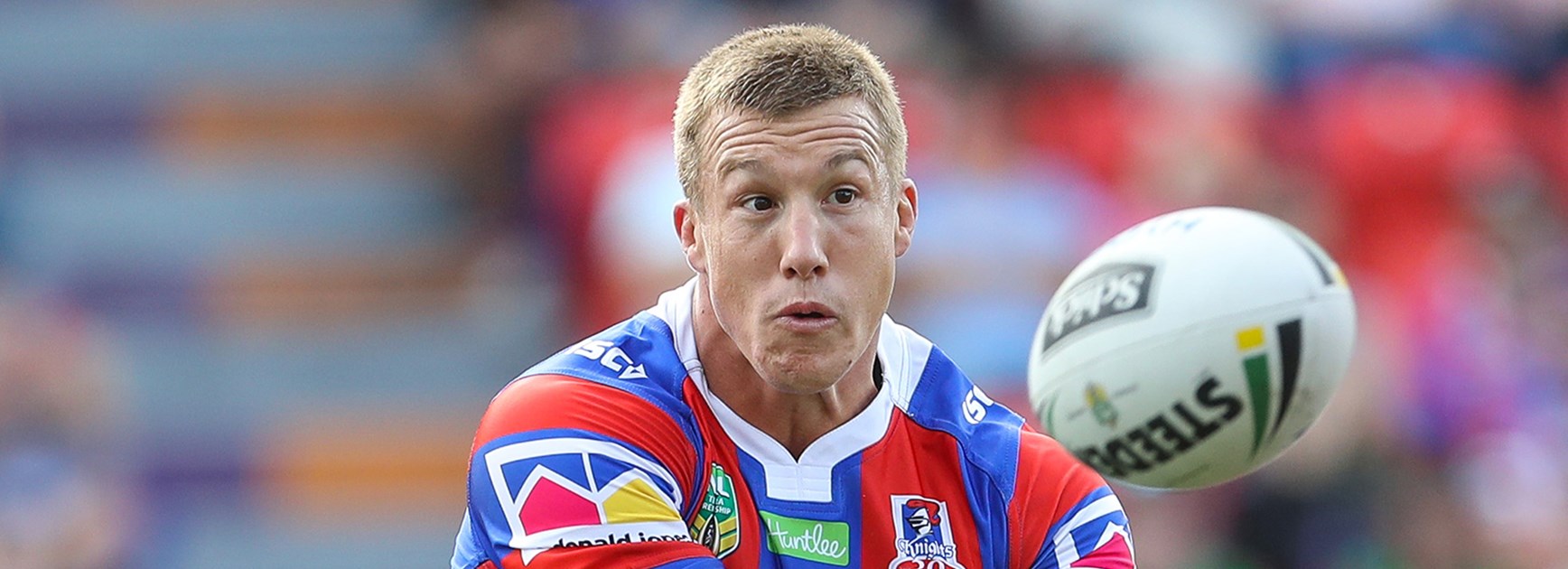 Newcastle Knights captain Trent Hodkinson in action against the Rabbitohs in Round 3.
