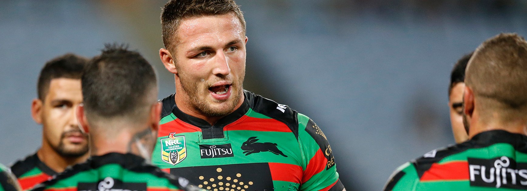 Sam Burgess failed a concussion test and didn't return in the second half.