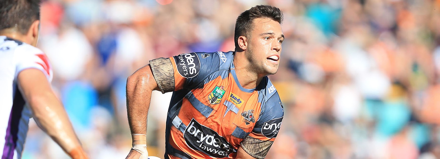 Luke Brooks in action at Leichhardt Oval in Round 4.