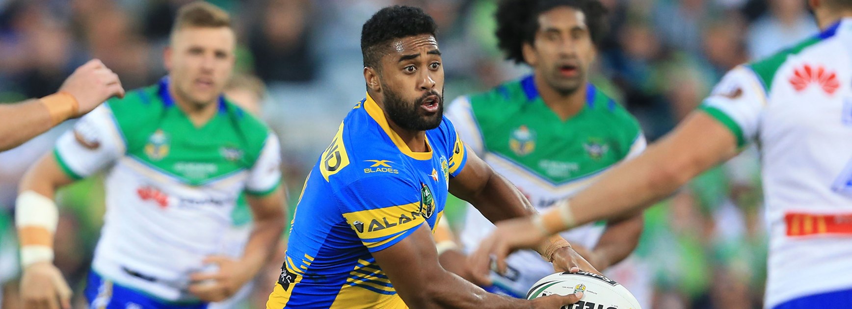 Michael Jennings in action for the Eels against Canberra in Round 5.