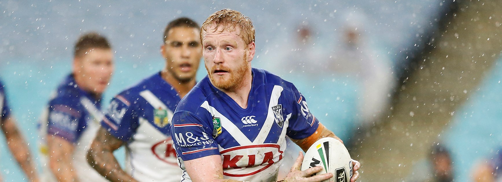 Bulldogs forward James Graham in action against the Broncos in Round 5 of the Telstra Premiership.