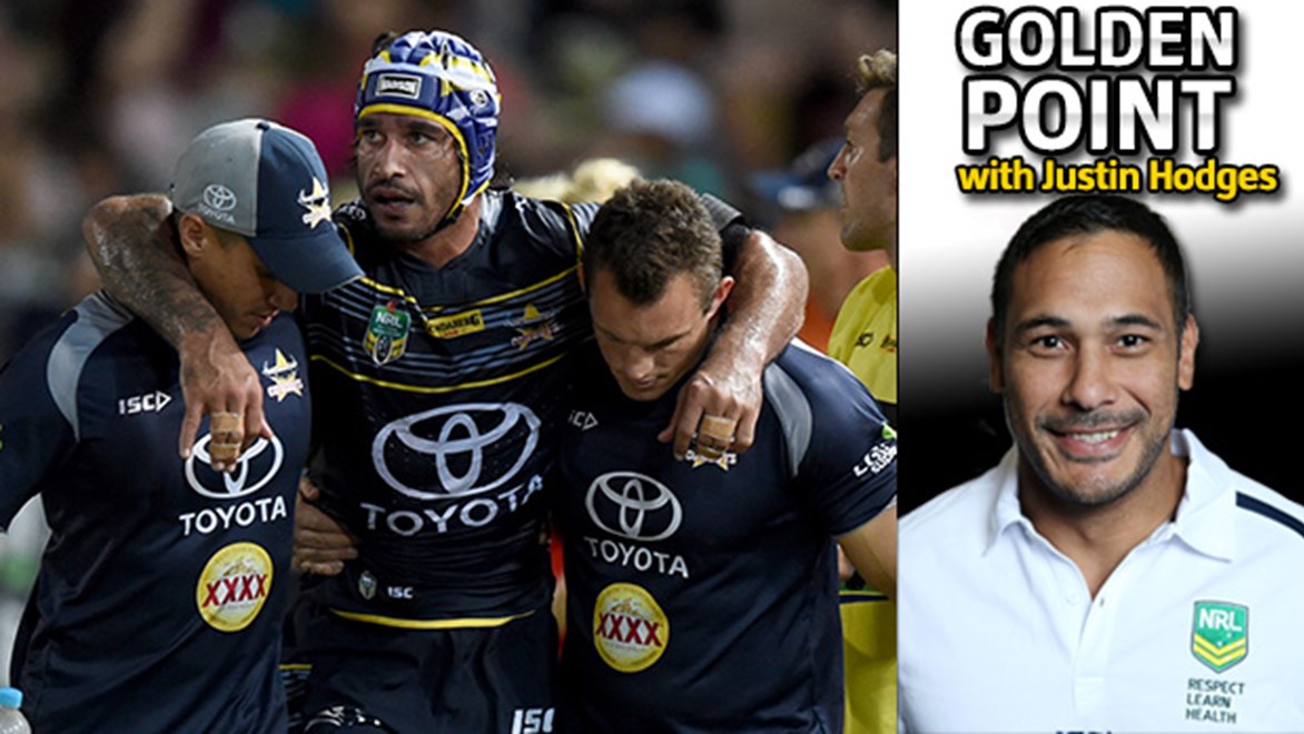 Johnathan Thurston was injured at the end of the Cowboys shock loss to the Wests Tigers.
